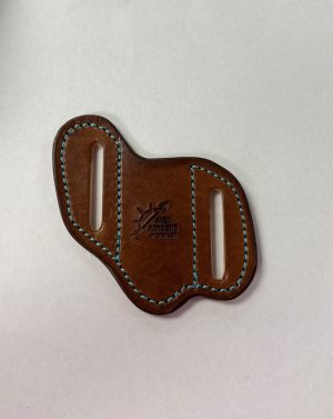 Jack Parsons Leather Knife Sheath Chocolate with Light Blue Stitch