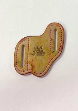 Jack Parsons Leather Knife Sheath Yellow Tie-Dyed with Pink Stitch