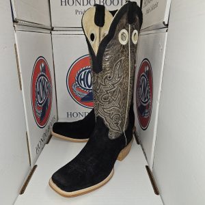 Hondo Boots 2068 Black Rough-Out Shoulder