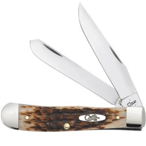 W.R. Case Peach Seed Jig Amber Bone SS Trapper 00164